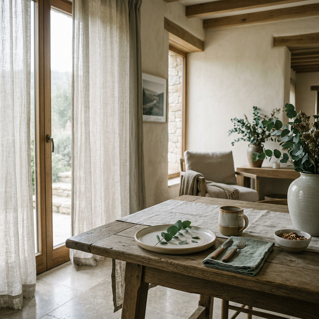 Soft dawn light on a tranquil retreat setting